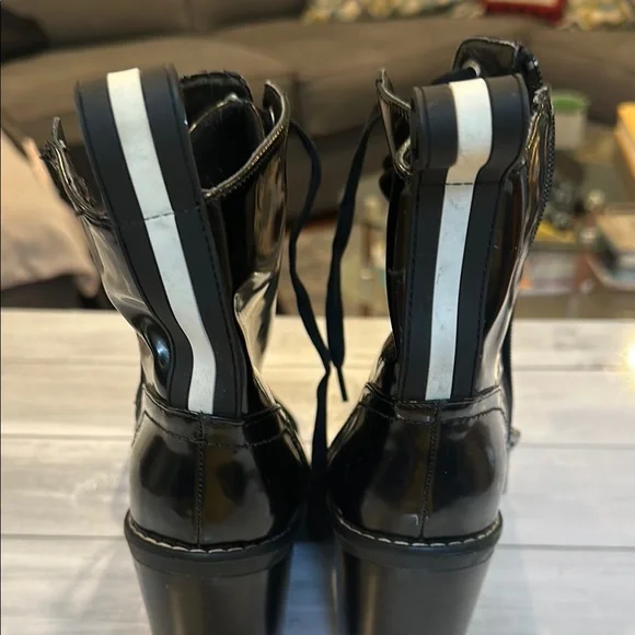 BCBGeneration Sz 8 Pauline Black Lace-Up Zip Combat Boots with Rugged Sole • NWT - Picture 10 of 12